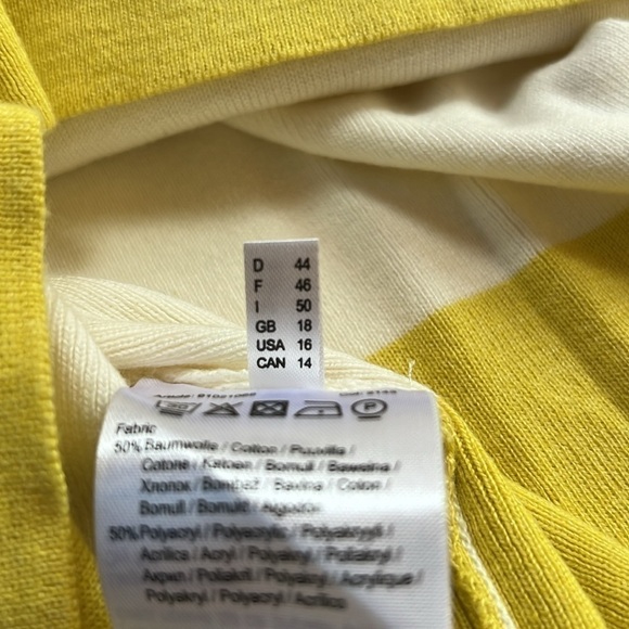 More and More yellow striped 3/4 sleeve color block colorful casual sweater - Picture 6 of 6